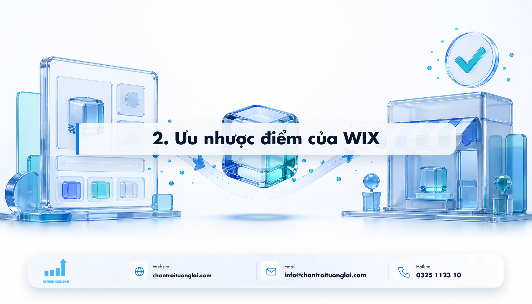 Minh họa 2. ưu nhược điểm của wix theo phong cách Fluent 2.5D