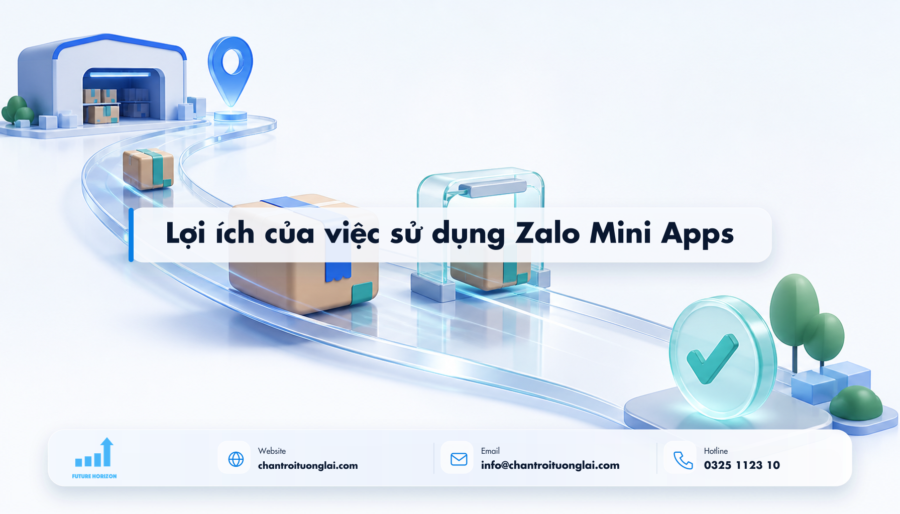 Lợi ích của việc sử dụng Zalo Mini Apps Minh họa lợi ích của việc sử dụng zalo mini apps theo phong cách Fluent 2.5D
