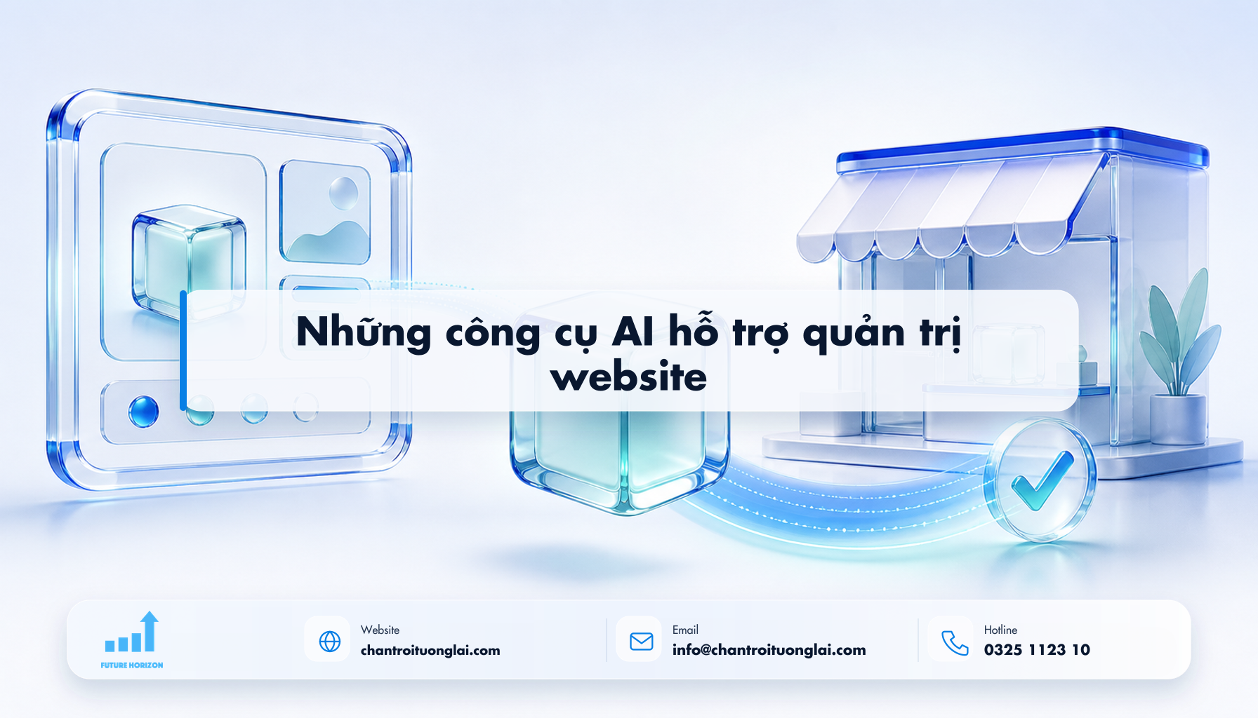 Những công cụ AI hỗ trợ quản trị website Minh họa những công cụ ai hỗ trợ quản trị website theo phong cách Fluent 2.5D