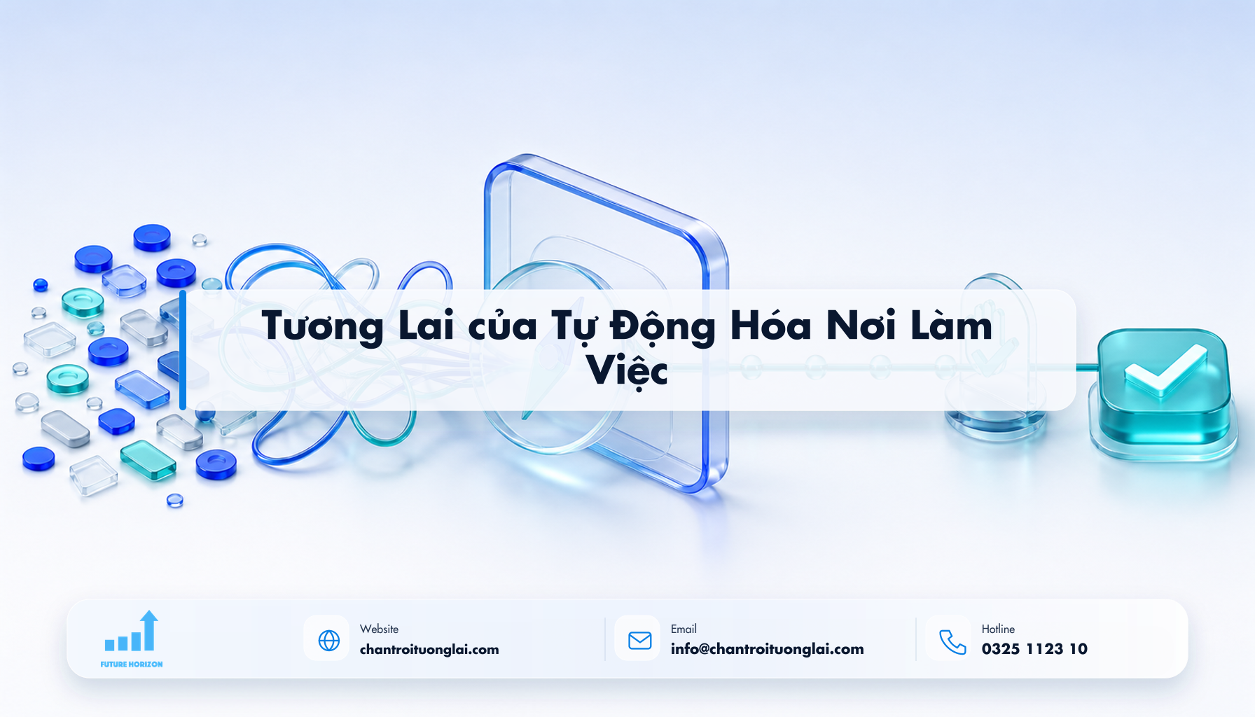 Tương Lai của Tự Động Hóa Nơi Làm Việc Minh họa tương lai của tự động hóa nơi làm việc theo phong cách Fluent 2.5D