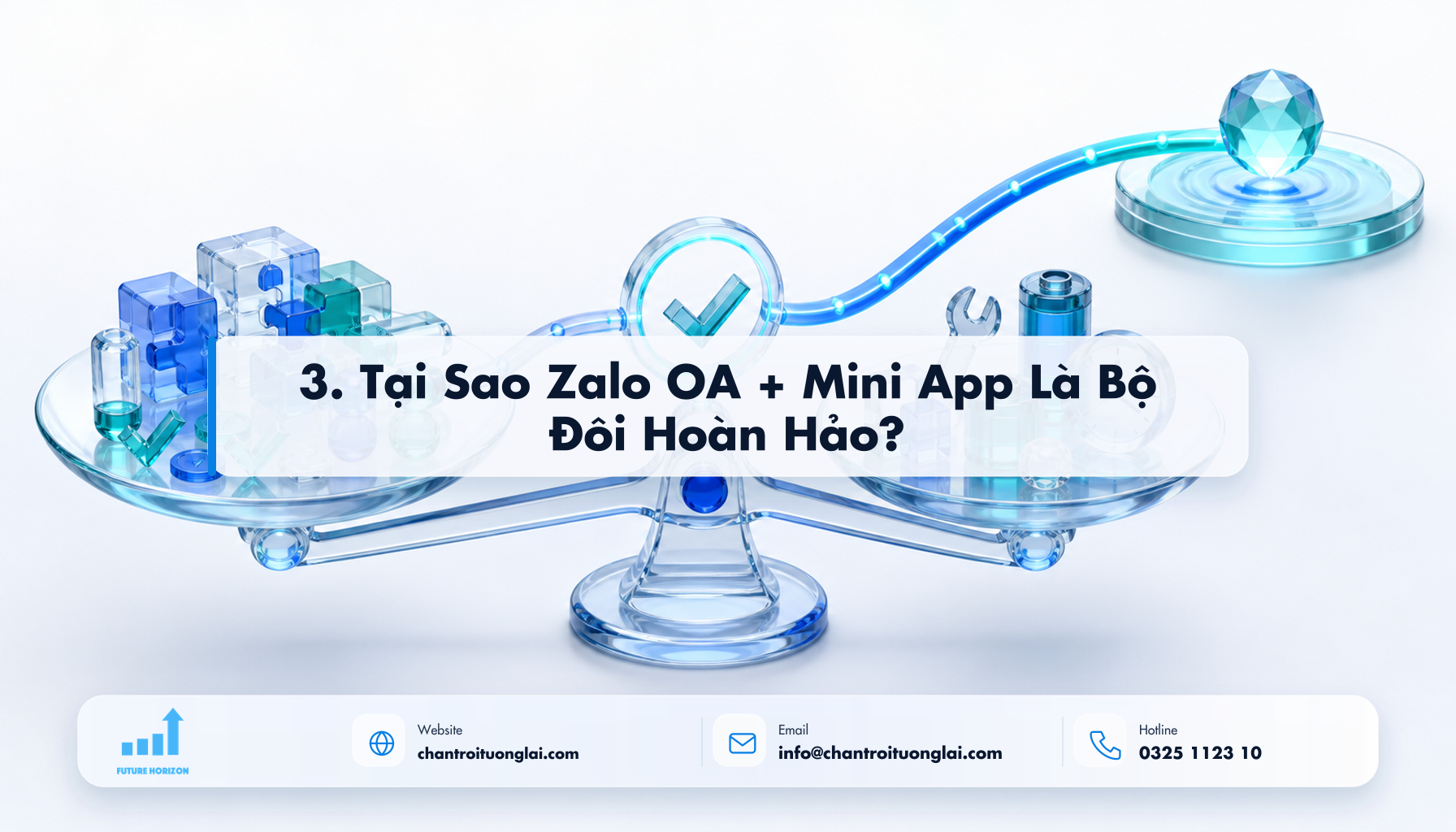 Minh họa 3. tại sao zalo oa + mini app là bộ đôi hoàn hảo? theo phong cách Fluent 2.5D