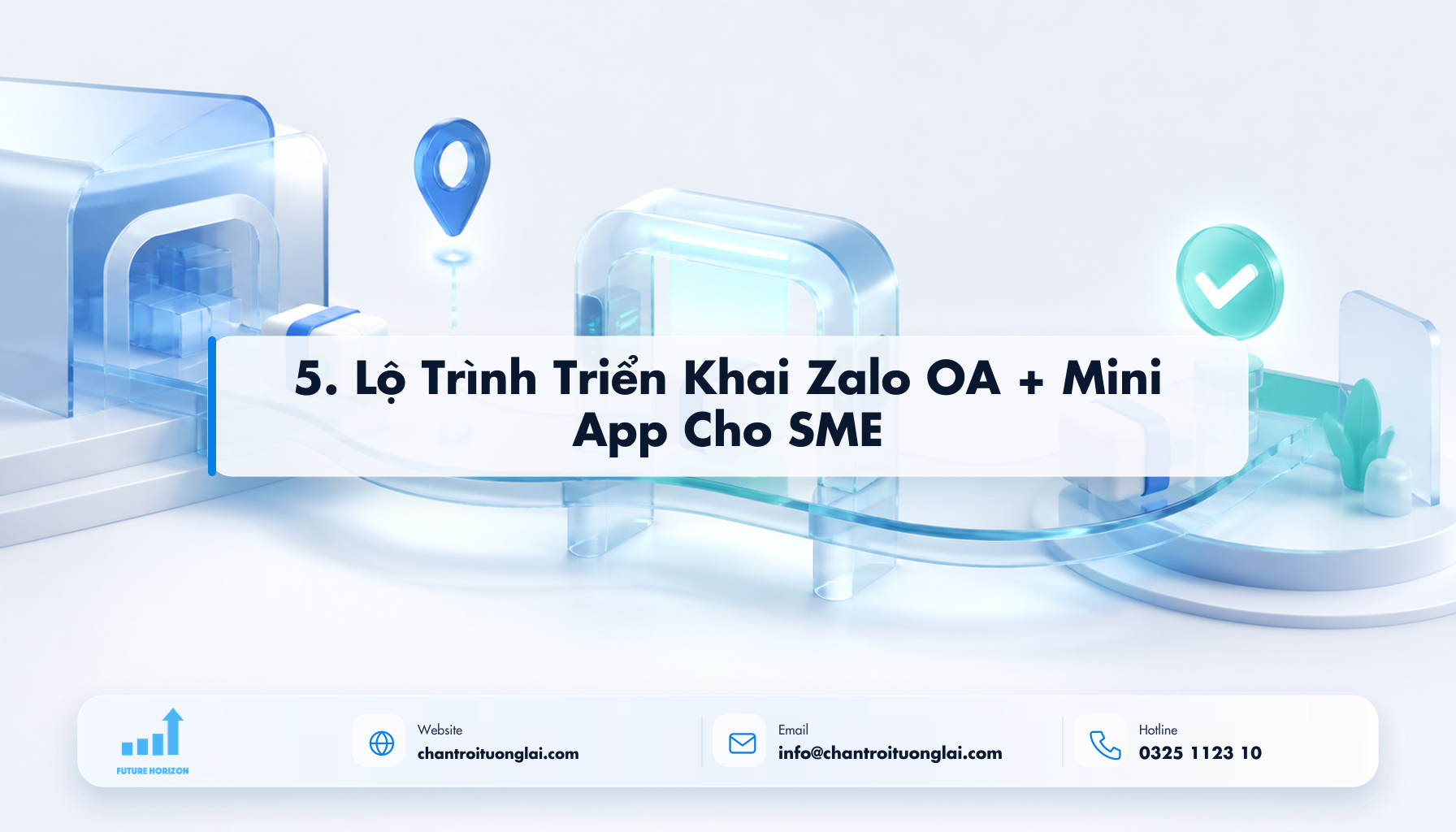 Minh họa 5. lộ trình triển khai zalo oa + mini app cho sme theo phong cách Fluent 2.5D