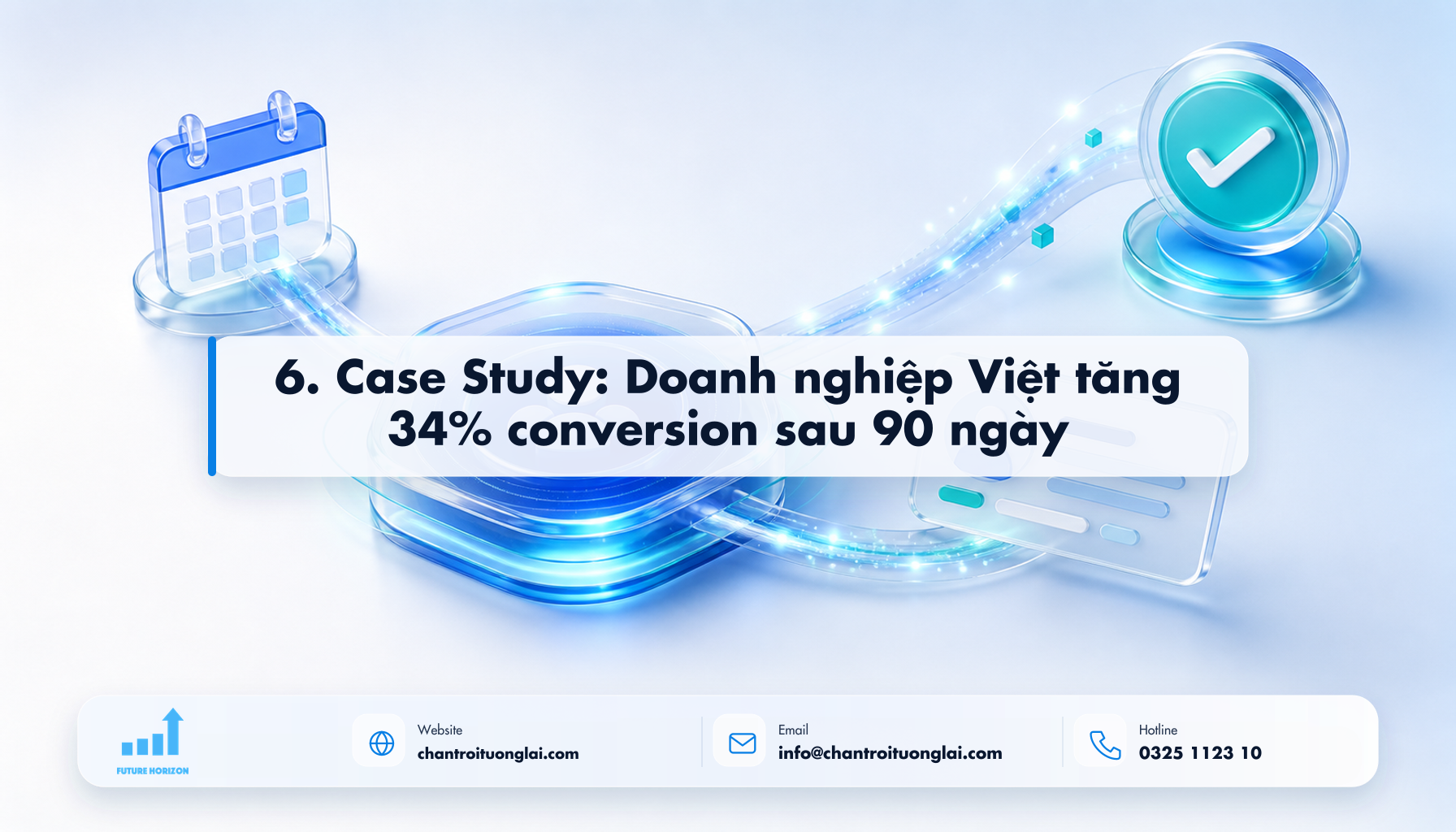 6. Case Study: Doanh nghiệp Việt tăng 34% conversion sau 90 ngày Minh họa 6. case study: doanh nghiệp việt tăng 34% conversion sau 90 ngày theo phong cách Fluent 2.5D