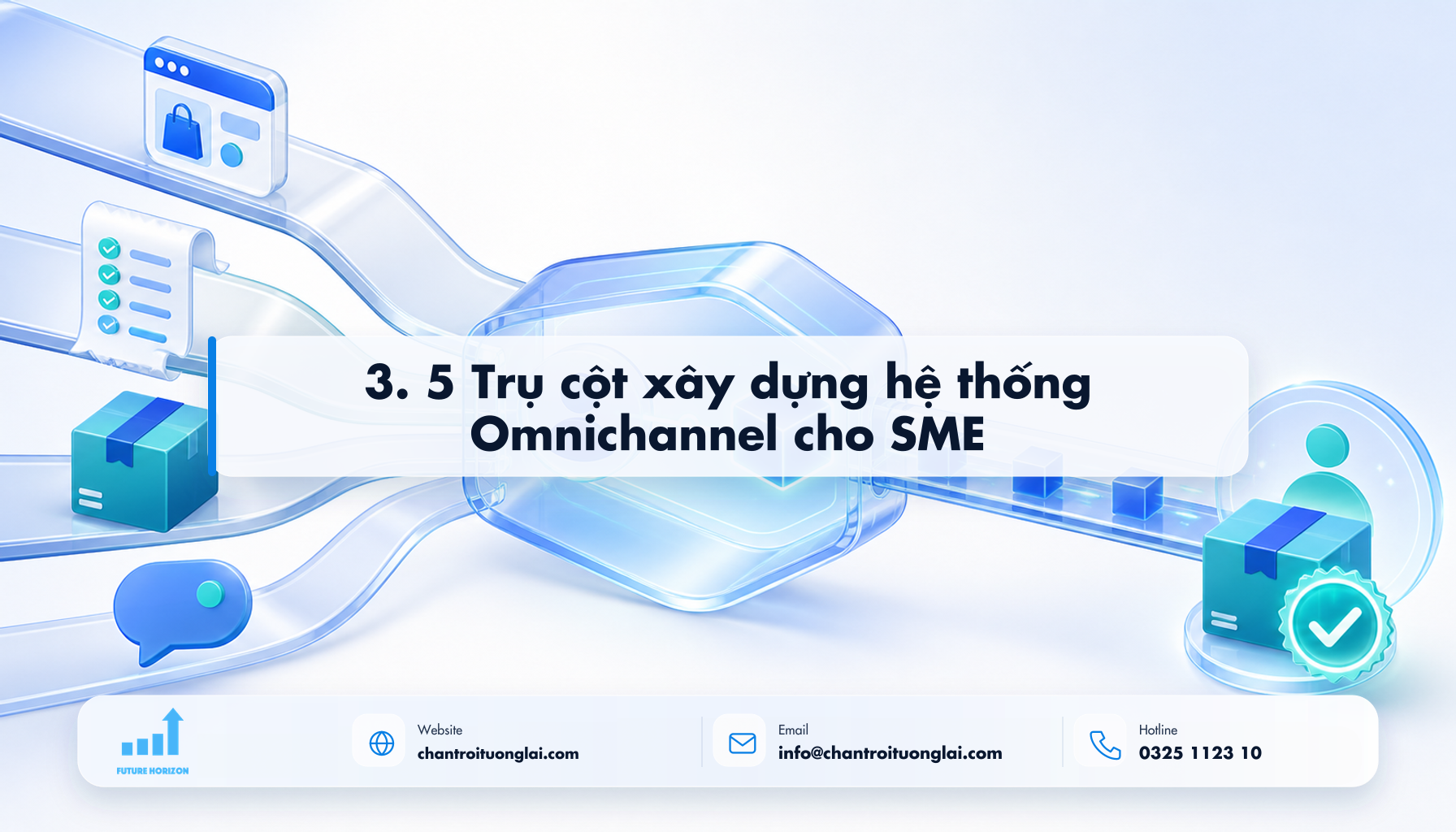 3. 5 Trụ cột xây dựng hệ thống Omnichannel cho SME Minh họa 3. 5 trụ cột xây dựng hệ thống omnichannel cho sme theo phong cách Fluent 2.5D