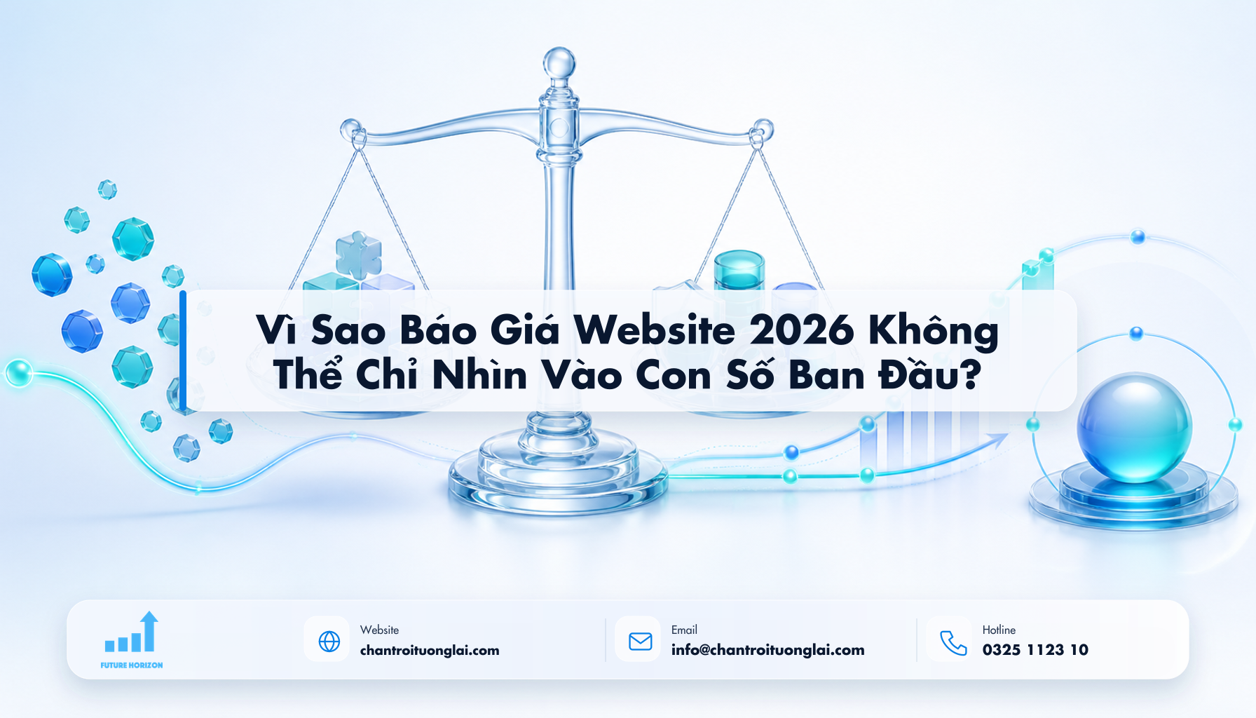 Vì Sao Báo Giá Website 2026 Không Thể Chỉ Nhìn Vào Con Số Ban Đầu? Minh họa vì sao báo giá website 2026 không thể chỉ nhìn vào con số ban đầu? theo phong cách Fluent 2.5D