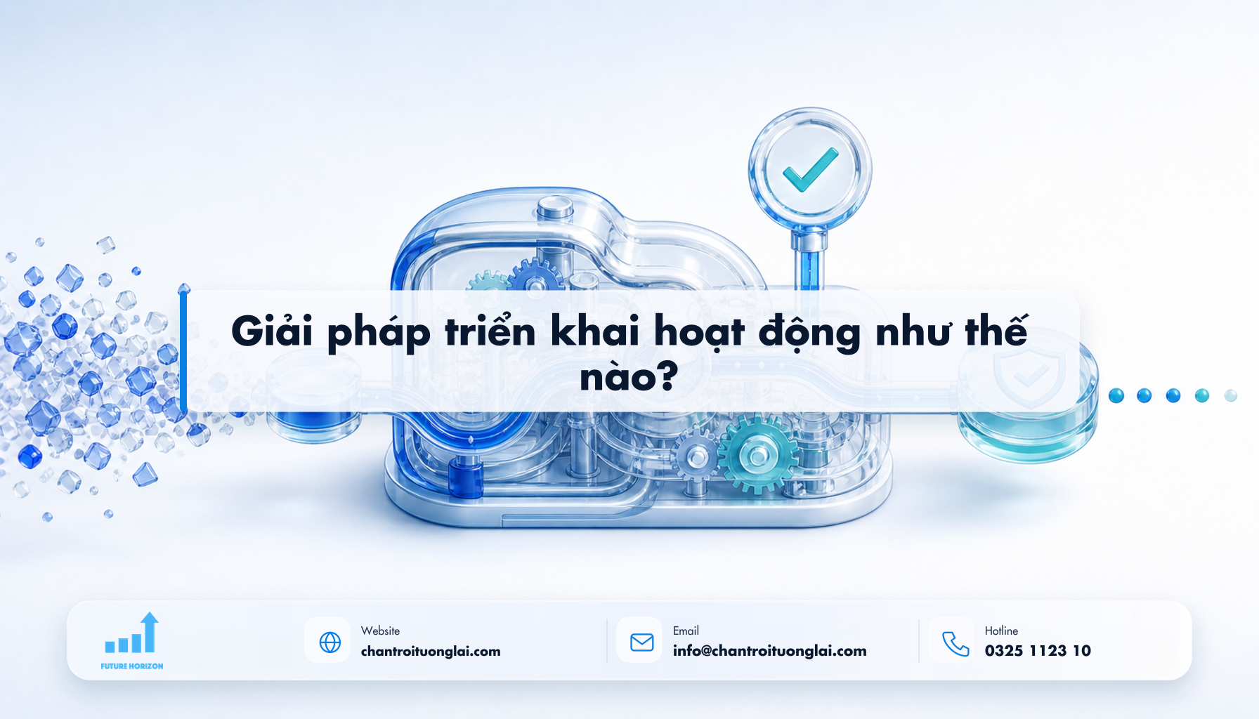 Giải pháp triển khai hoạt động như thế nào? Minh họa giải pháp triển khai hoạt động như thế nào? theo phong cách Fluent 2.5D