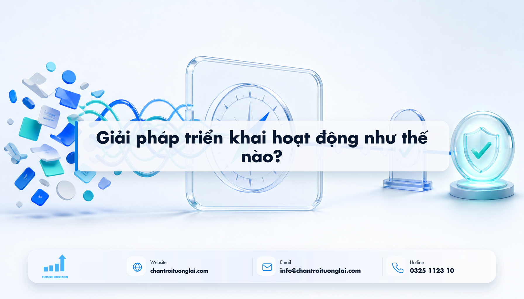 Minh họa giải pháp triển khai hoạt động như thế nào? theo phong cách Fluent 2.5D