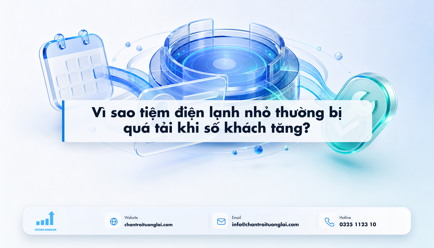 Vì sao tiệm điện lạnh nhỏ thường bị quá tải khi số khách tăng? Minh họa vì sao tiệm điện lạnh nhỏ thường bị quá tải khi số khách tăng? theo phong cách Fluent 2.5D