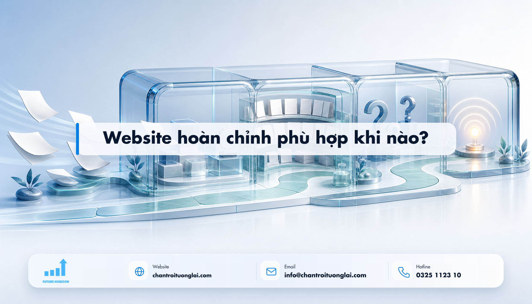Website hoàn chỉnh phù hợp khi nào? Minh họa website hoàn chỉnh phù hợp khi nào? theo phong cách Fluent 2.5D