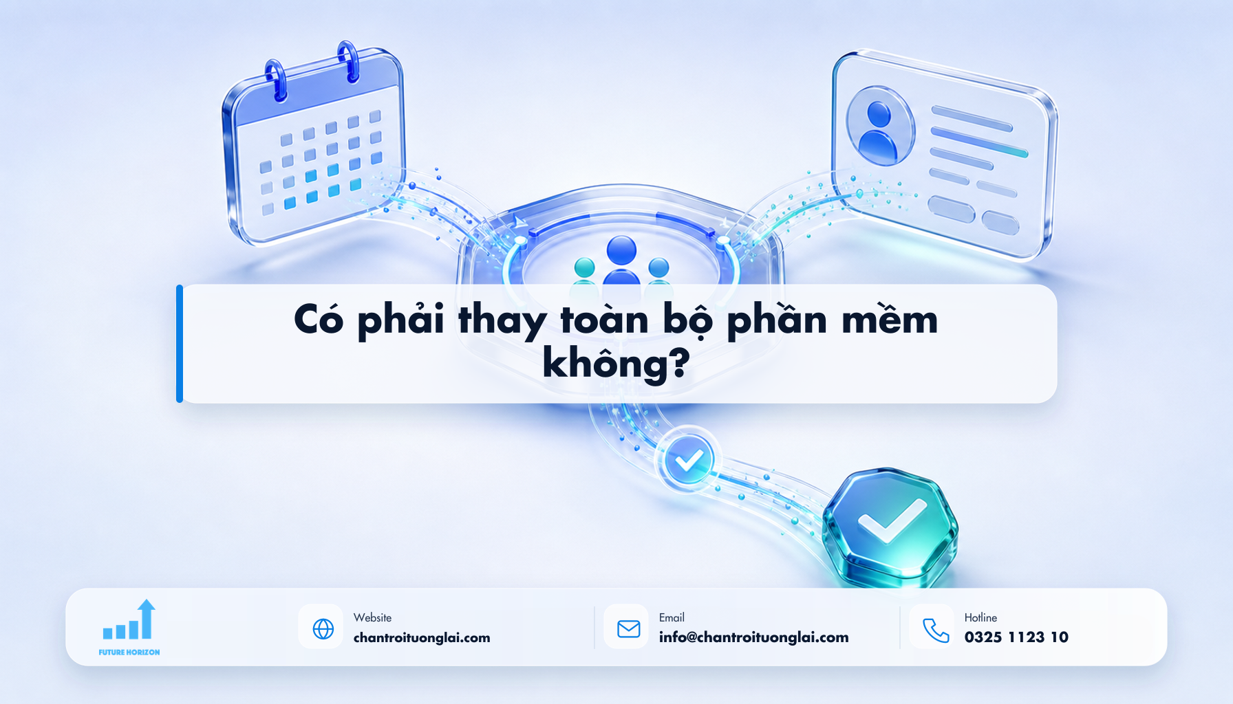 Có phải thay toàn bộ phần mềm không? Minh họa có phải thay toàn bộ phần mềm không? theo phong cách Fluent 2.5D