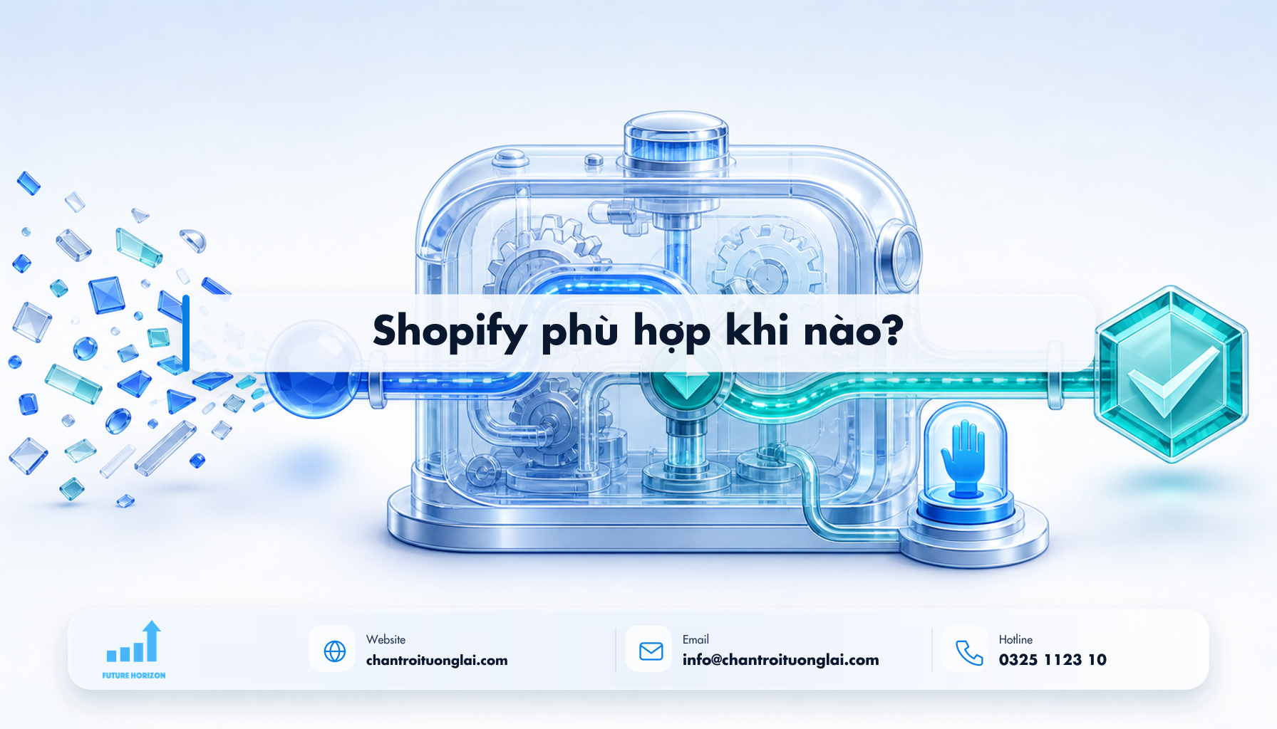 Shopify phù hợp khi nào? Minh họa shopify phù hợp khi nào? theo phong cách Fluent 2.5D