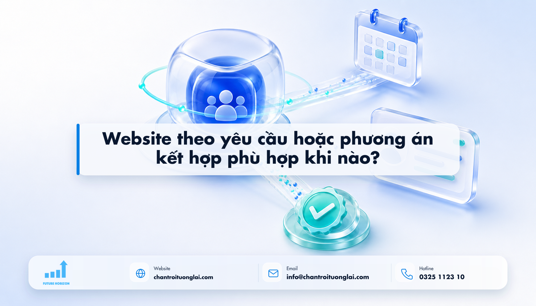 Website theo yêu cầu hoặc phương án kết hợp phù hợp khi nào? Minh họa website theo yêu cầu hoặc phương án kết hợp phù hợp khi nào? theo phong cách Fluent 2.5D
