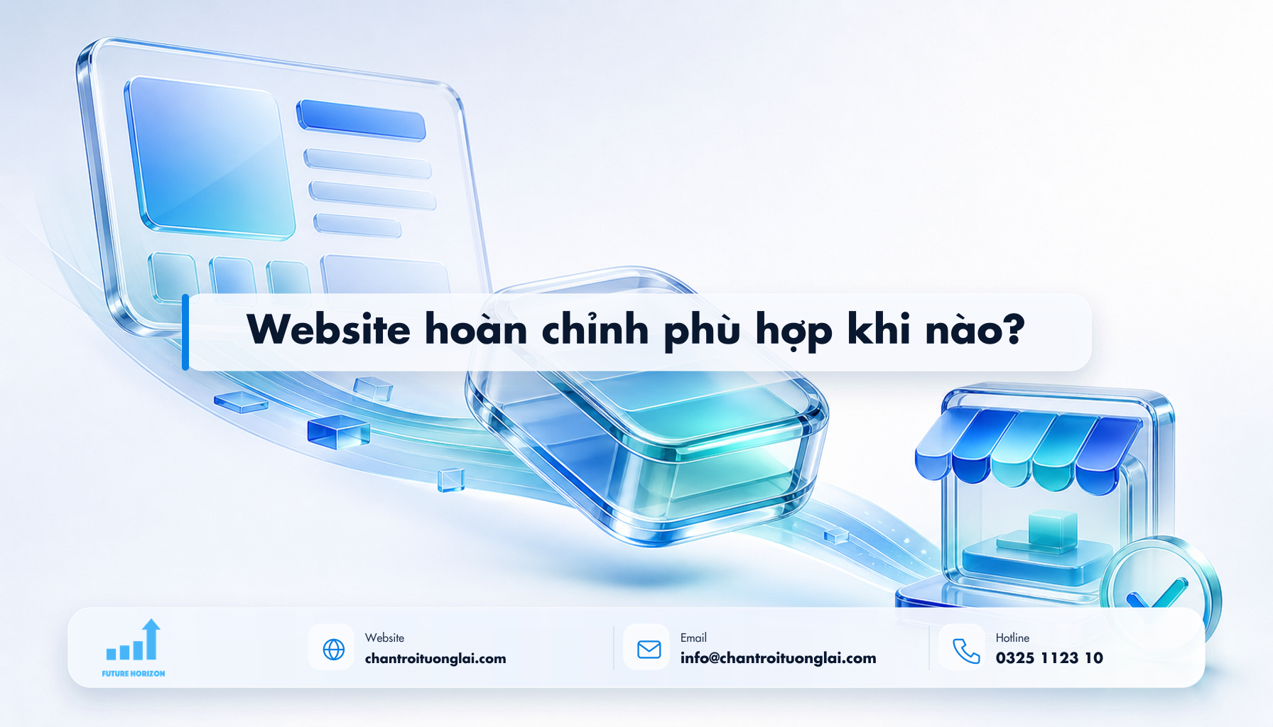 Website hoàn chỉnh phù hợp khi nào? Minh họa website hoàn chỉnh phù hợp khi nào? theo phong cách Fluent 2.5D