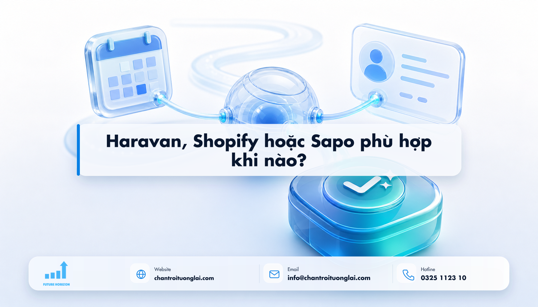 Haravan, Shopify hoặc Sapo phù hợp khi nào? Minh họa haravan, shopify hoặc sapo phù hợp khi nào? theo phong cách Fluent 2.5D