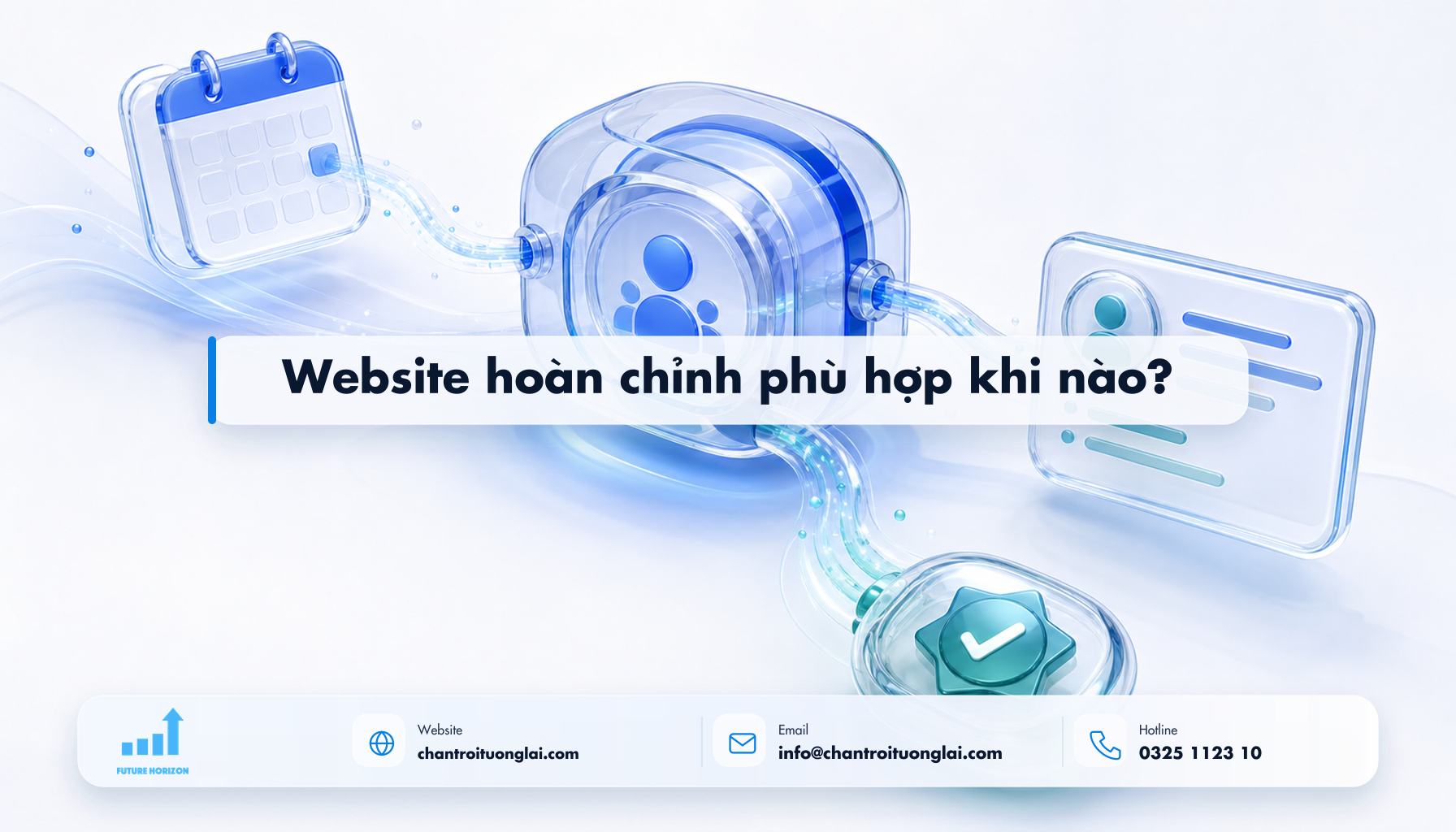 Website hoàn chỉnh phù hợp khi nào? Minh họa website hoàn chỉnh phù hợp khi nào? theo phong cách Fluent 2.5D
