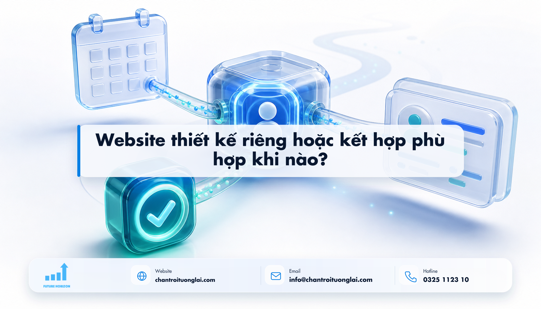 Website thiết kế riêng hoặc kết hợp phù hợp khi nào? Minh họa website thiết kế riêng hoặc kết hợp phù hợp khi nào? theo phong cách Fluent 2.5D