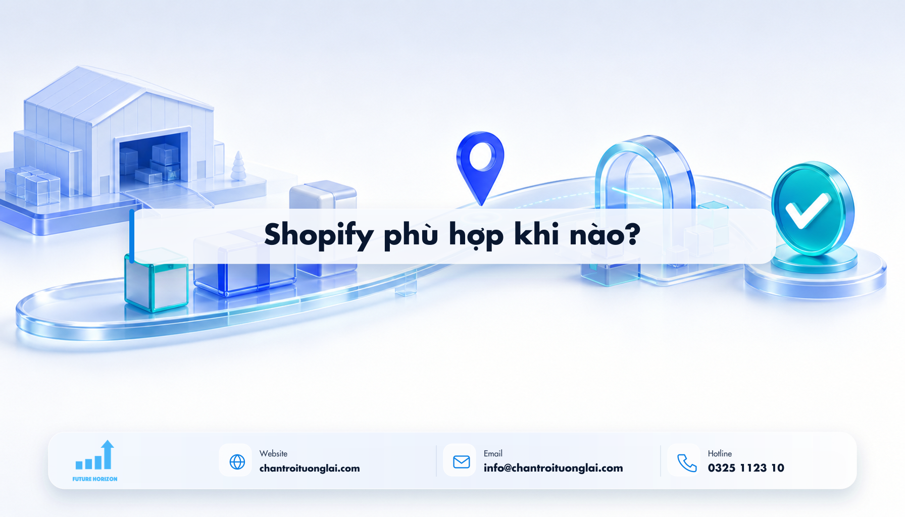 Shopify phù hợp khi nào? Minh họa shopify phù hợp khi nào? theo phong cách Fluent 2.5D