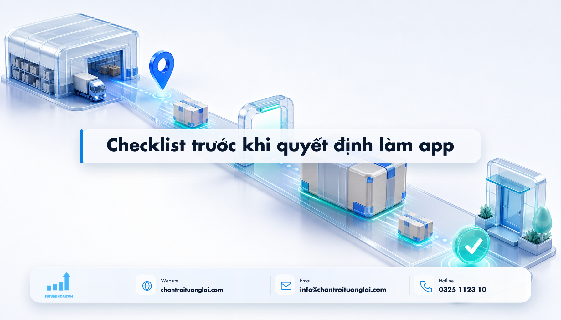 Minh họa checklist trước khi quyết định làm app theo phong cách Fluent 2.5D