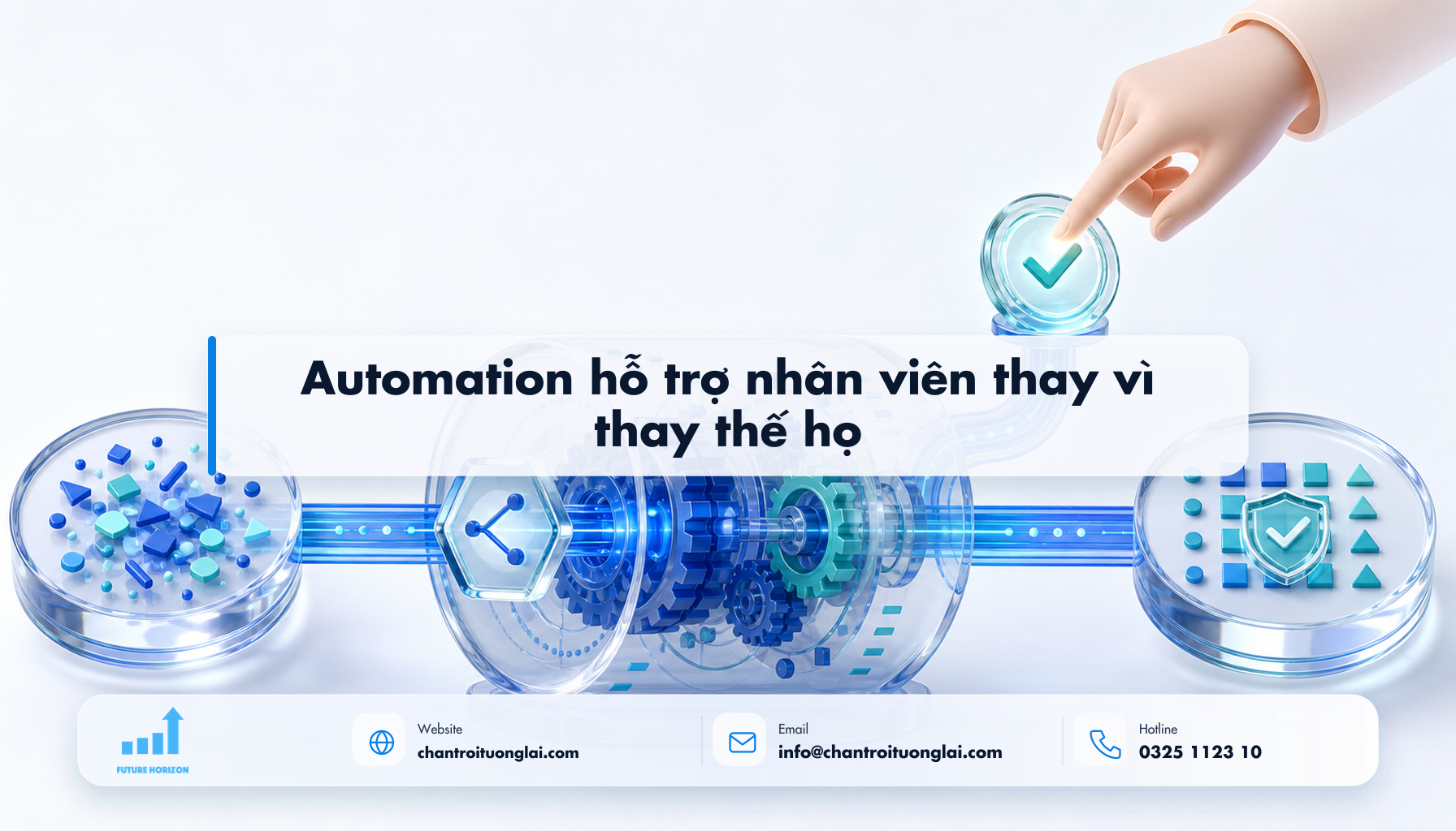 Automation hỗ trợ nhân viên thay vì thay thế họ Minh họa automation hỗ trợ nhân viên thay vì thay thế họ theo phong cách Fluent 2.5D