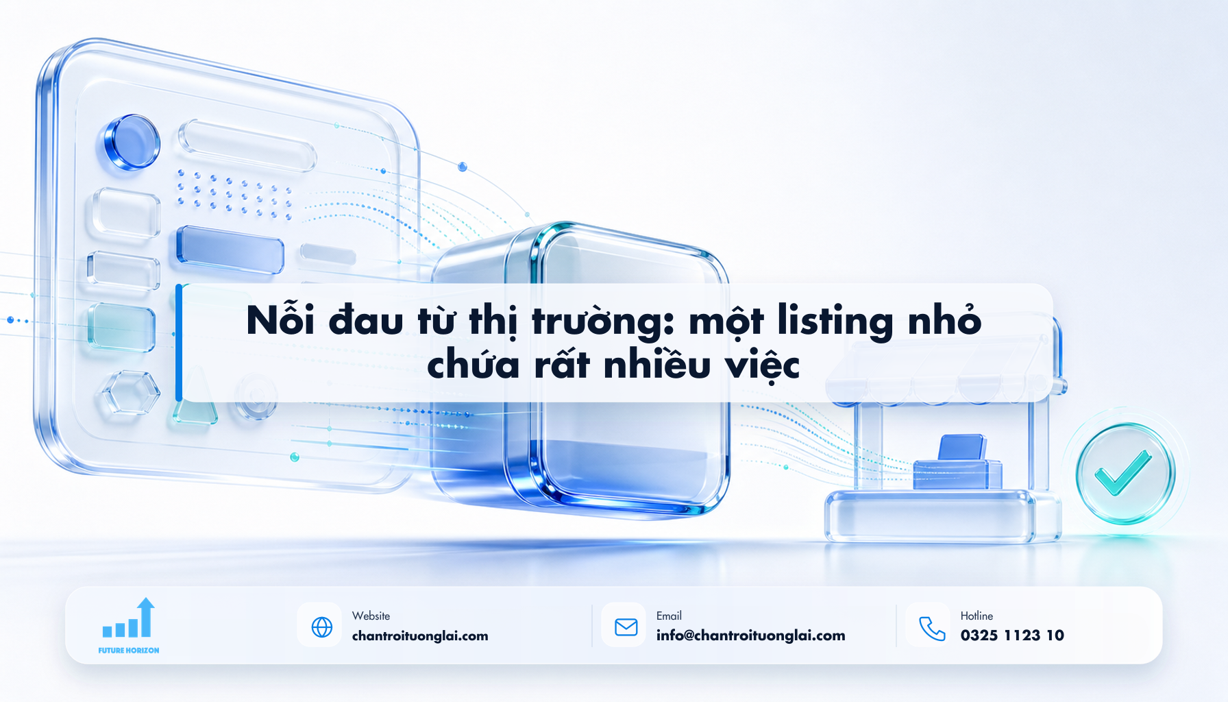 Nỗi đau từ thị trường: một listing nhỏ chứa rất nhiều việc Minh họa nỗi đau từ thị trường: một listing nhỏ chứa rất nhiều việc theo phong cách Fluent 2.5D