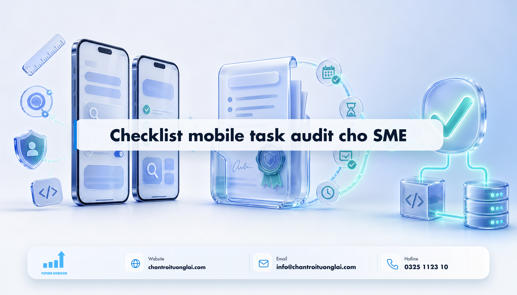Checklist mobile task audit cho SME Minh họa checklist mobile task audit cho sme theo phong cách Fluent 2.5D