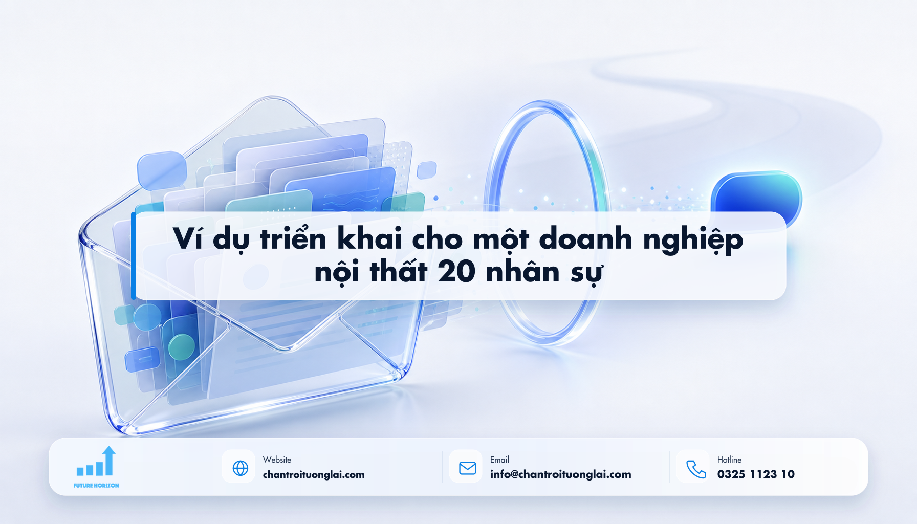 Ví dụ triển khai cho một doanh nghiệp nội thất 20 nhân sự Minh họa ví dụ triển khai cho một doanh nghiệp nội thất 20 nhân sự theo phong cách Fluent 2.5D