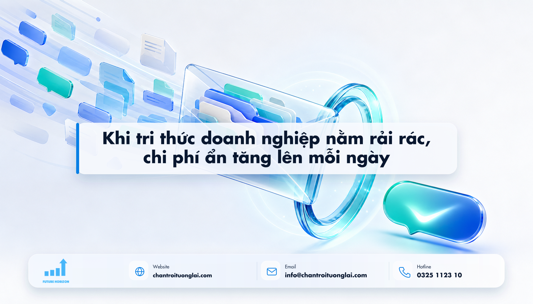Khi tri thức doanh nghiệp nằm rải rác, chi phí ẩn tăng lên mỗi ngày Minh họa khi tri thức doanh nghiệp nằm rải rác, chi phí ẩn tăng lên mỗi ngày theo phong cách Fluent 2.5D