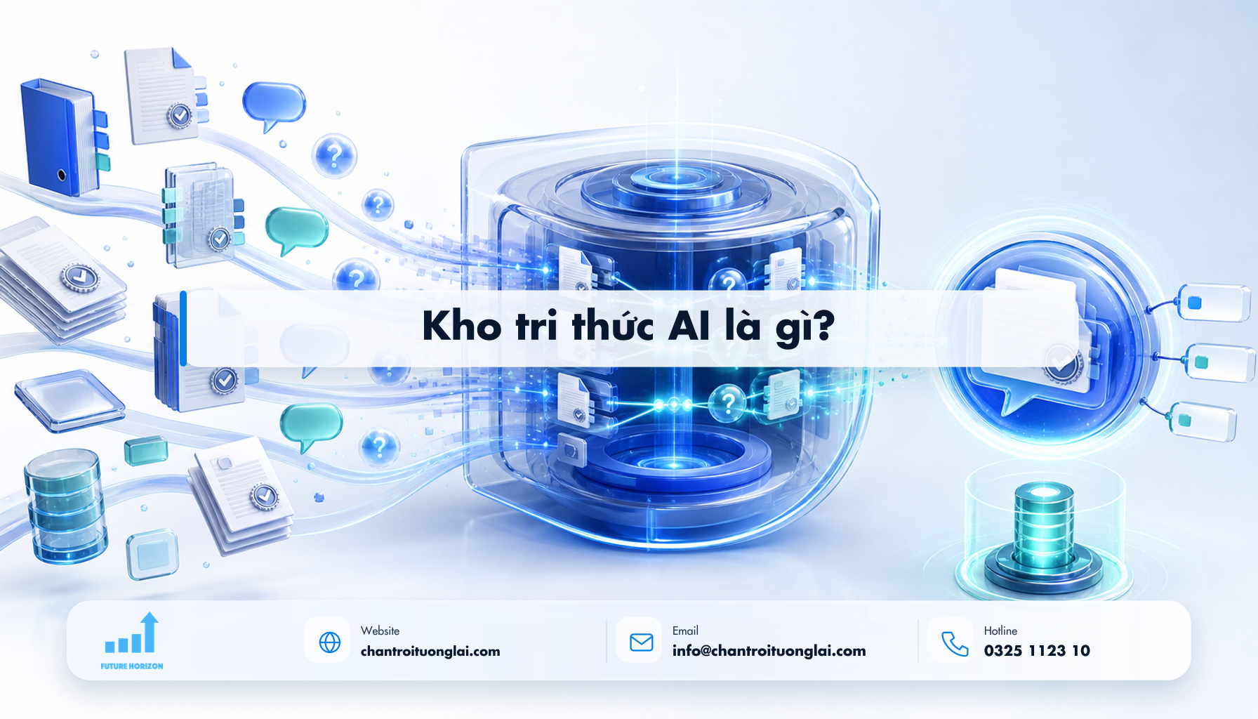 Kho tri thức AI là gì? Minh họa kho tri thức ai là gì? theo phong cách Fluent 2.5D