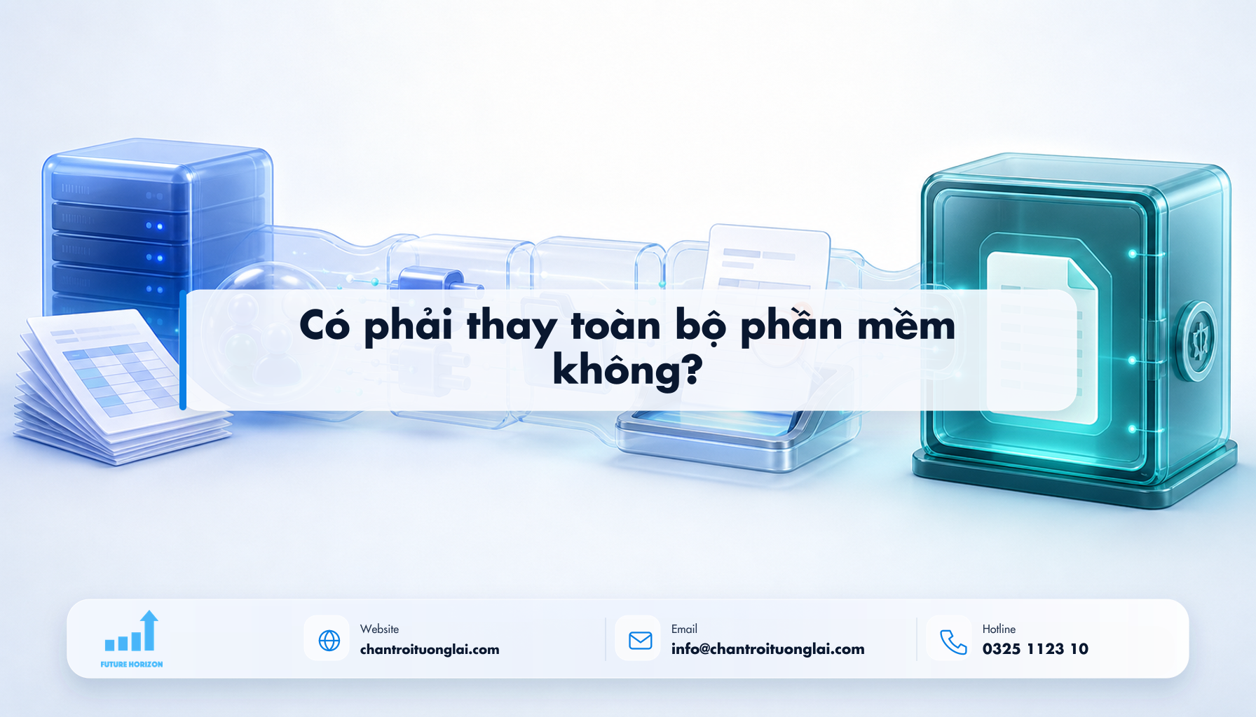 Có phải thay toàn bộ phần mềm không? Minh họa có phải thay toàn bộ phần mềm không? theo phong cách Fluent 2.5D