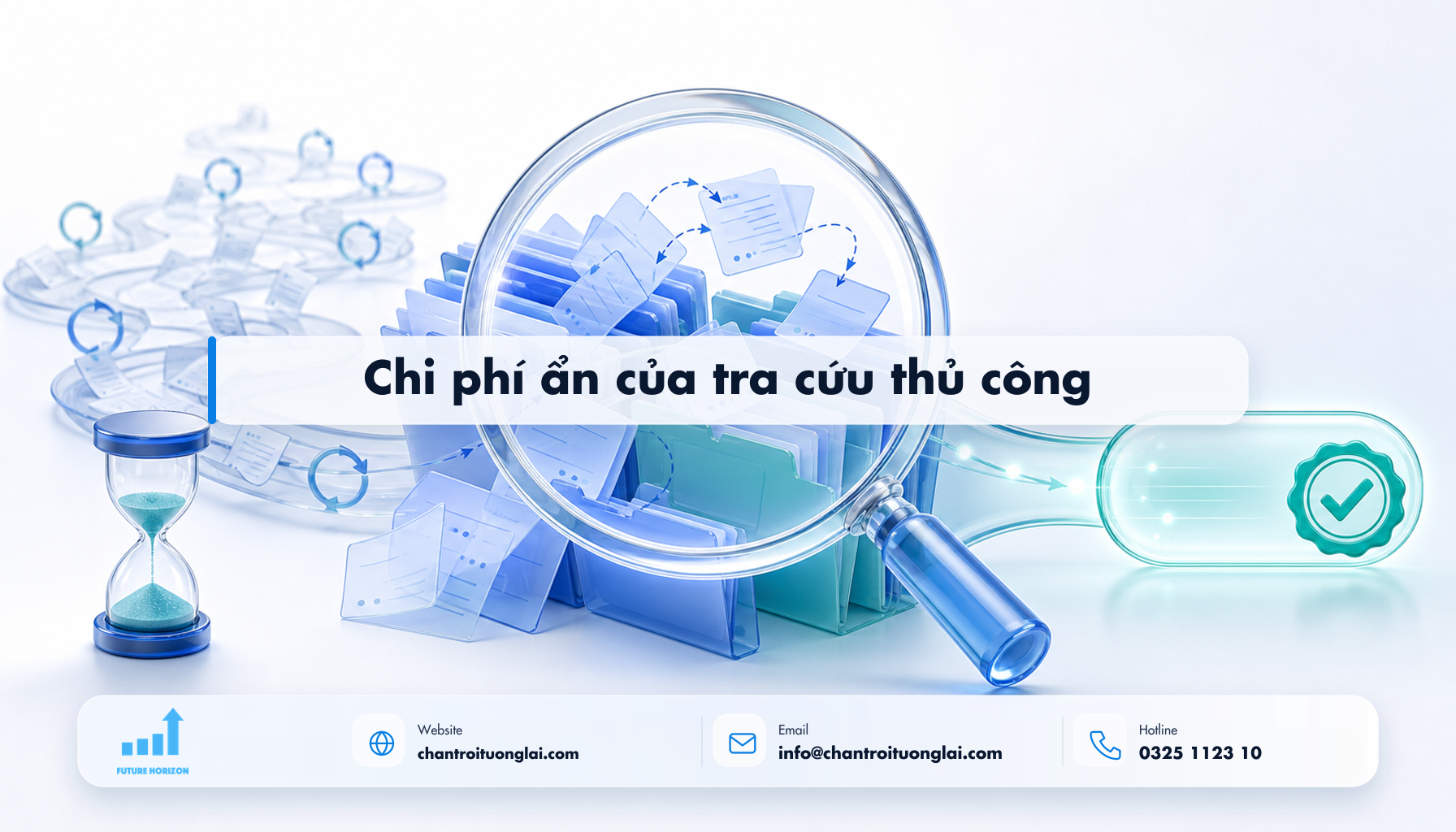 Chi phí ẩn của tra cứu thủ công Minh họa chi phí ẩn của tra cứu thủ công theo phong cách Fluent 2.5D